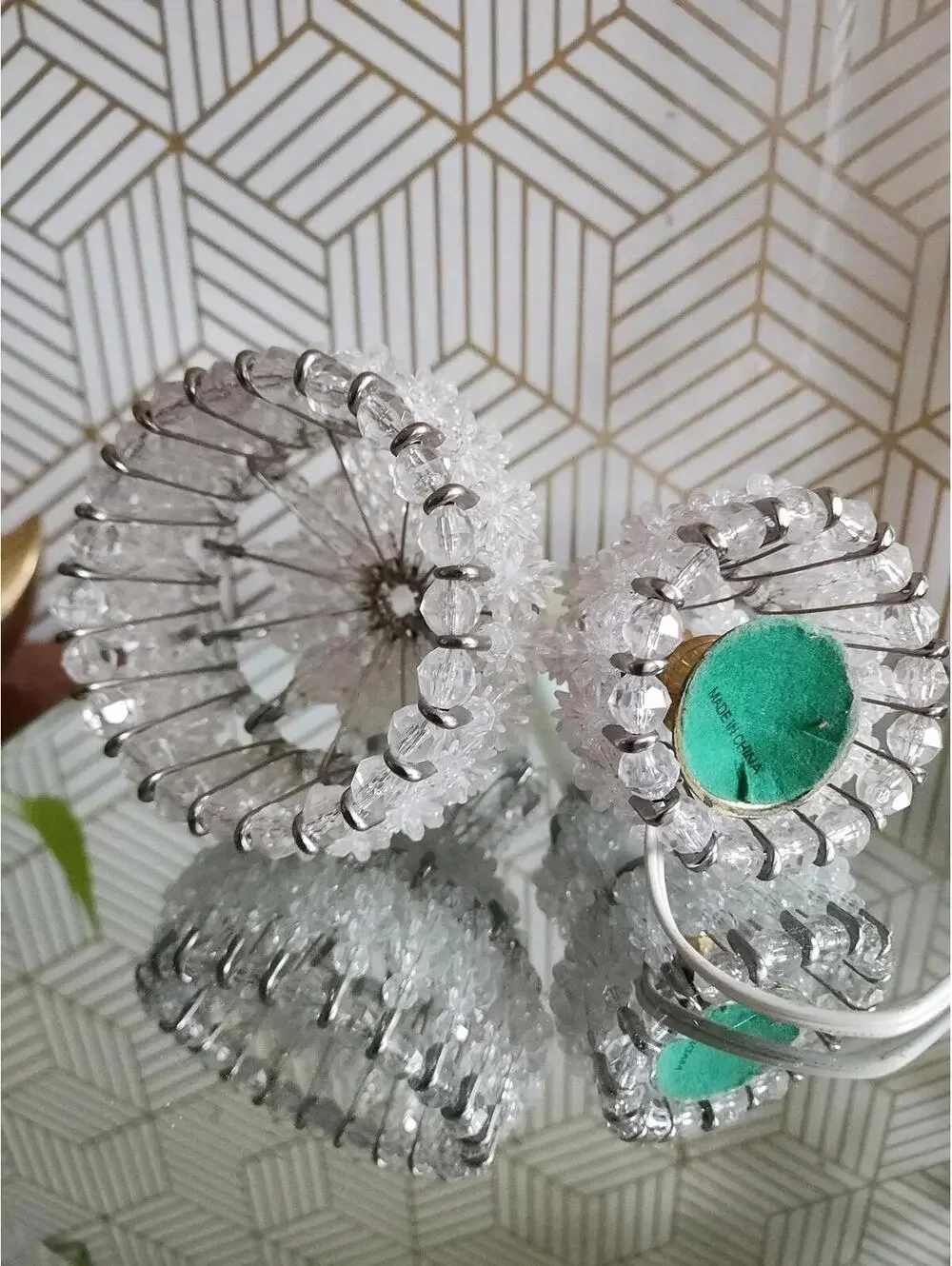 Vintage Petite Beaded Boudoir Accent Lamp